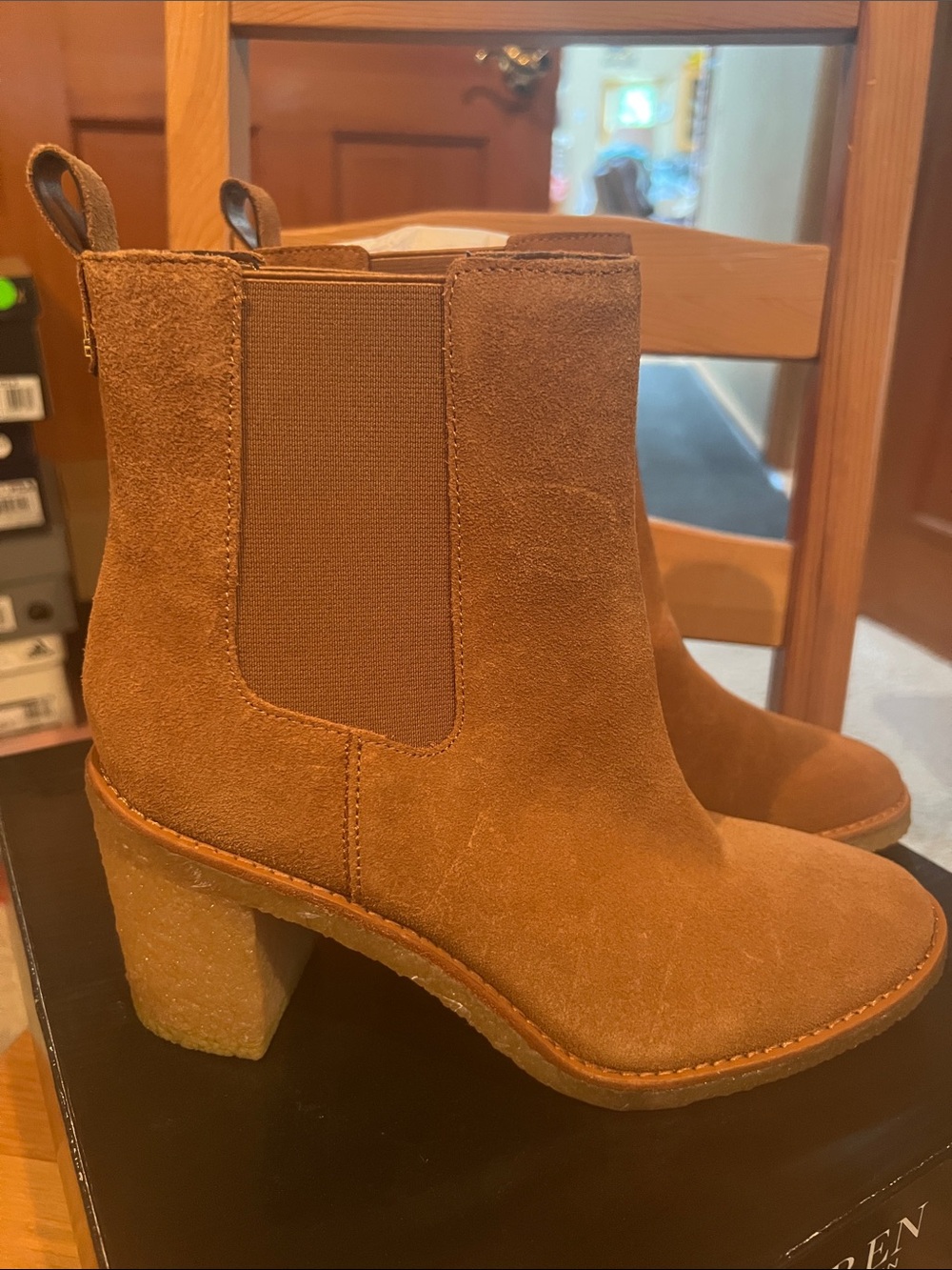 Lauren Ralph Lauren Suede Chelsea Ankle Boots - Cognac Brown